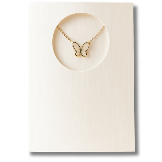 Butterfly Mother of Pearl Necklace Greeting Card Included