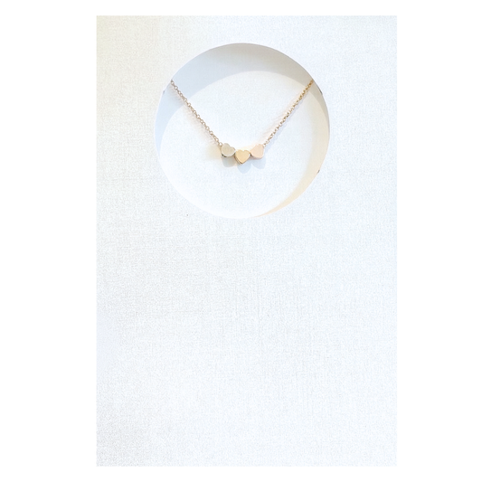 3 Hearts Dainty Necklace Gold, Rose Gold & Silver Hearts Gift