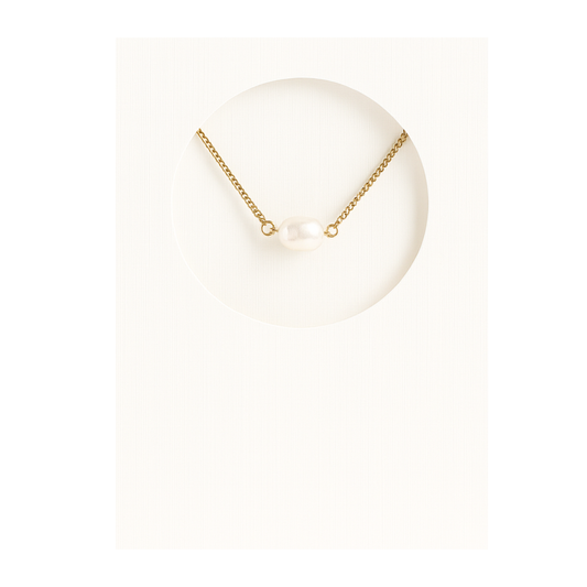 Freshwater Pearl Necklace 18K Gold Plated Cute Gift with Greeting Card