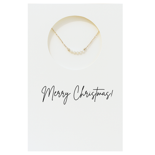 5 Pearls Dainty Necklace with Gift Card – Gold Plated Minimalist Jewelry for Women