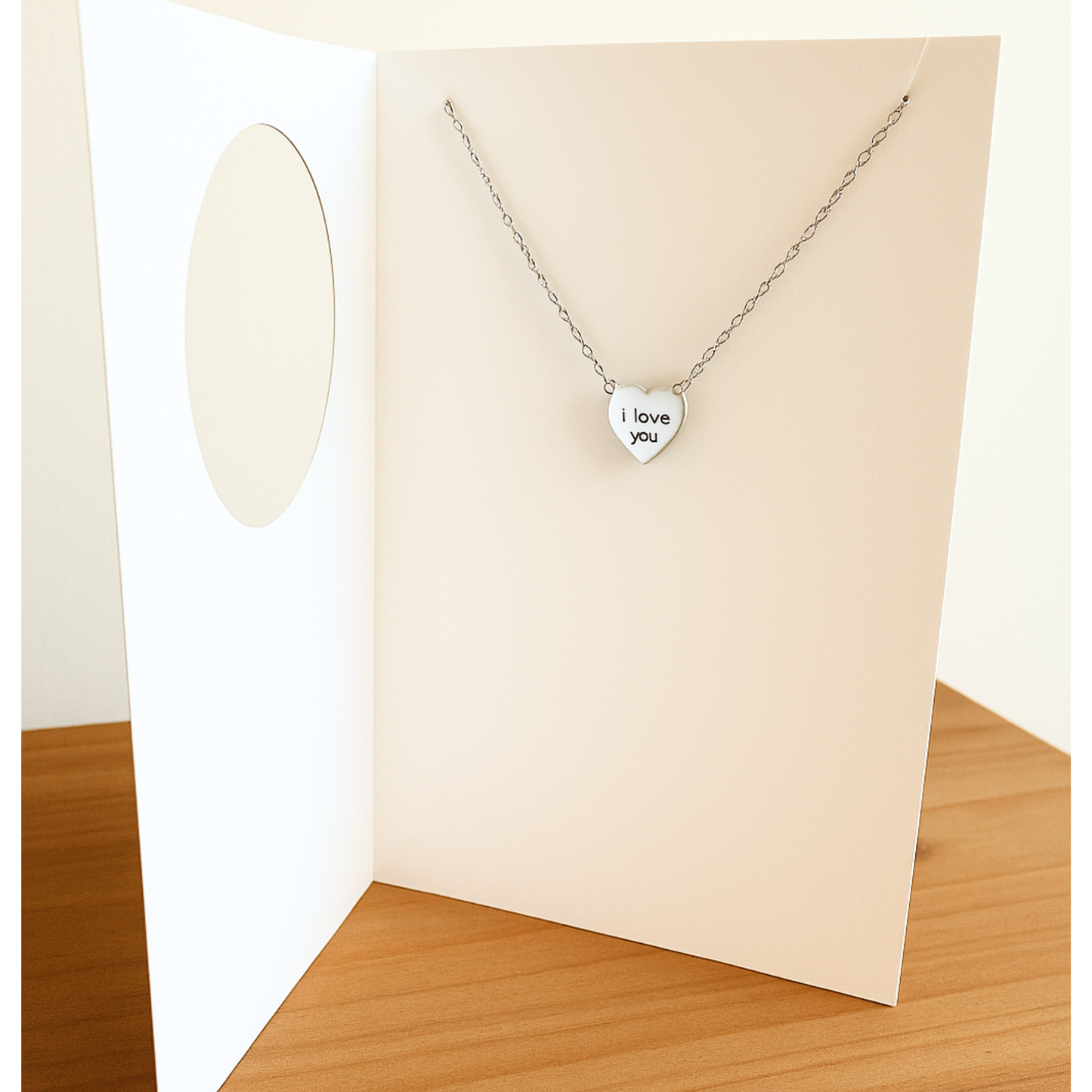 I Love You Pendant Necklace Ready to Gift with Customizable Greeting Card