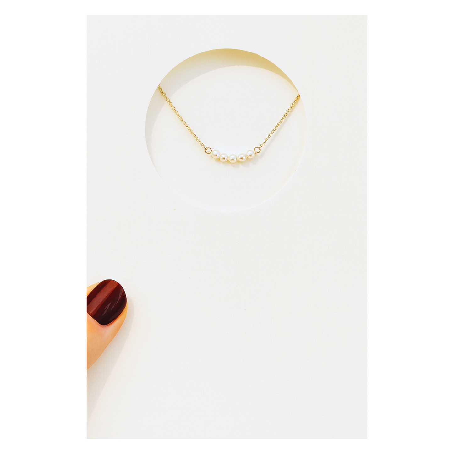5 Pearls Dainty Necklace with Gift Card – Gold Plated Minimalist Jewelry for Women