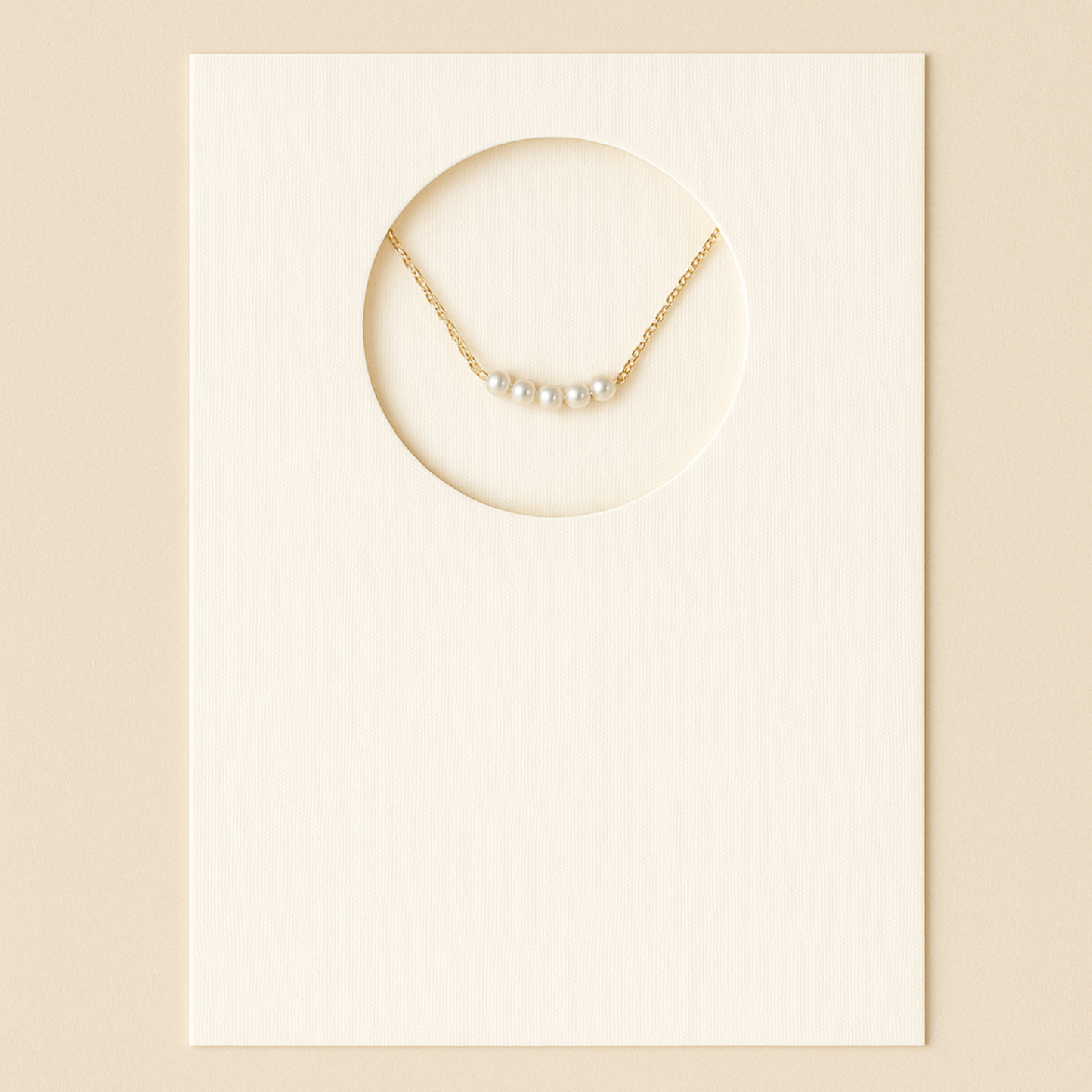 5 Pearls Dainty Necklace with Gift Card – Gold Plated Minimalist Jewelry for Women