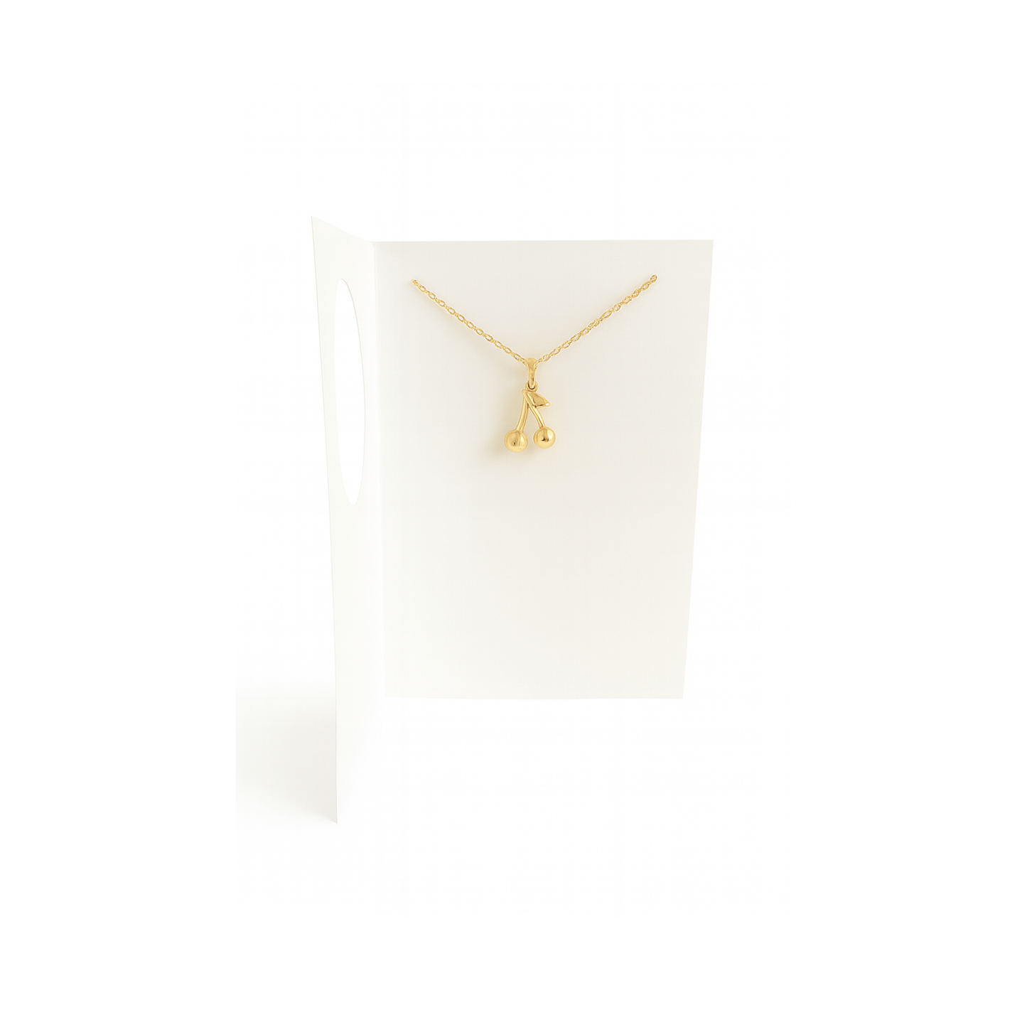 Gold Plated Cherries Necklace with Custom Greeting Card