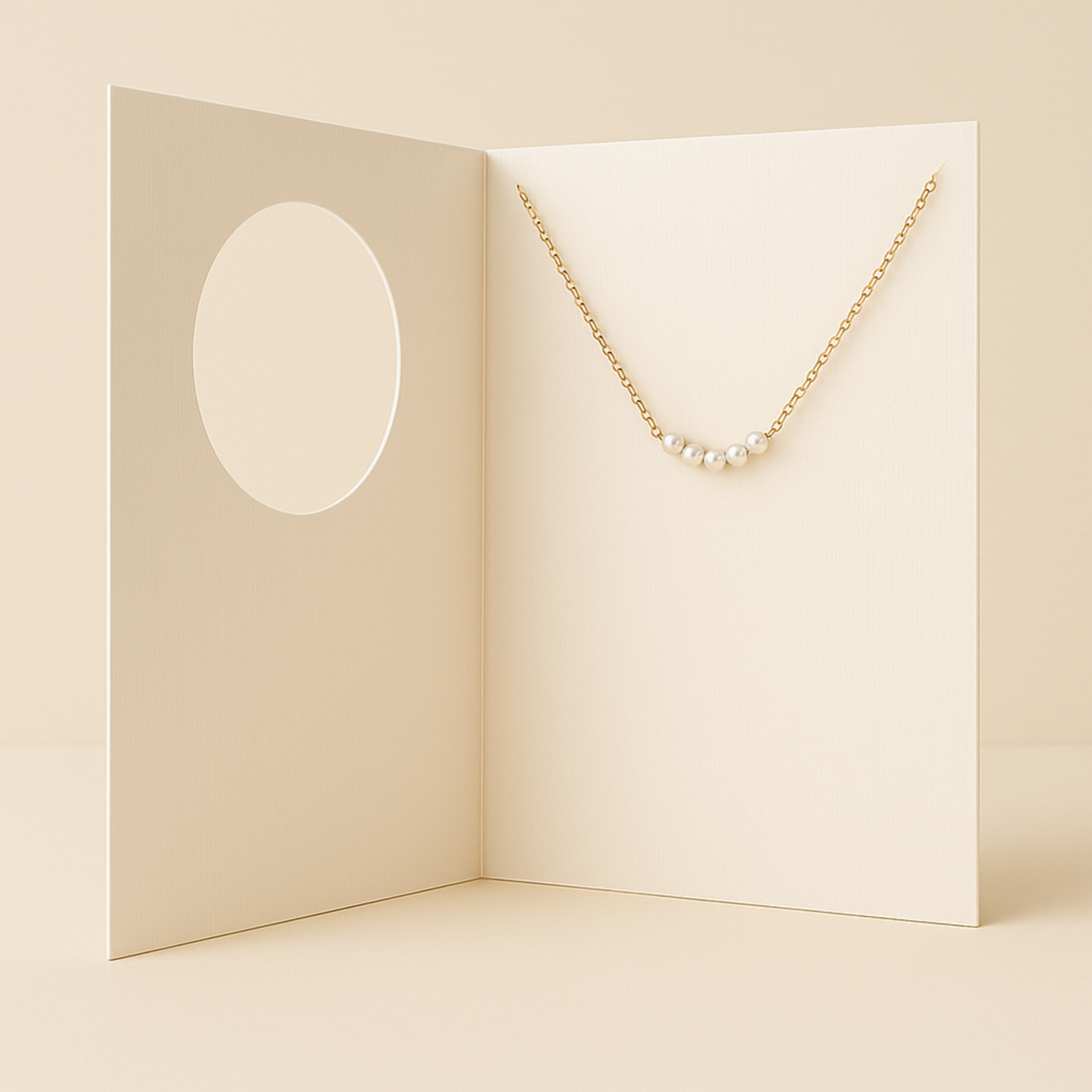 5 Pearls Dainty Necklace with Gift Card – Gold Plated Minimalist Jewelry for Women