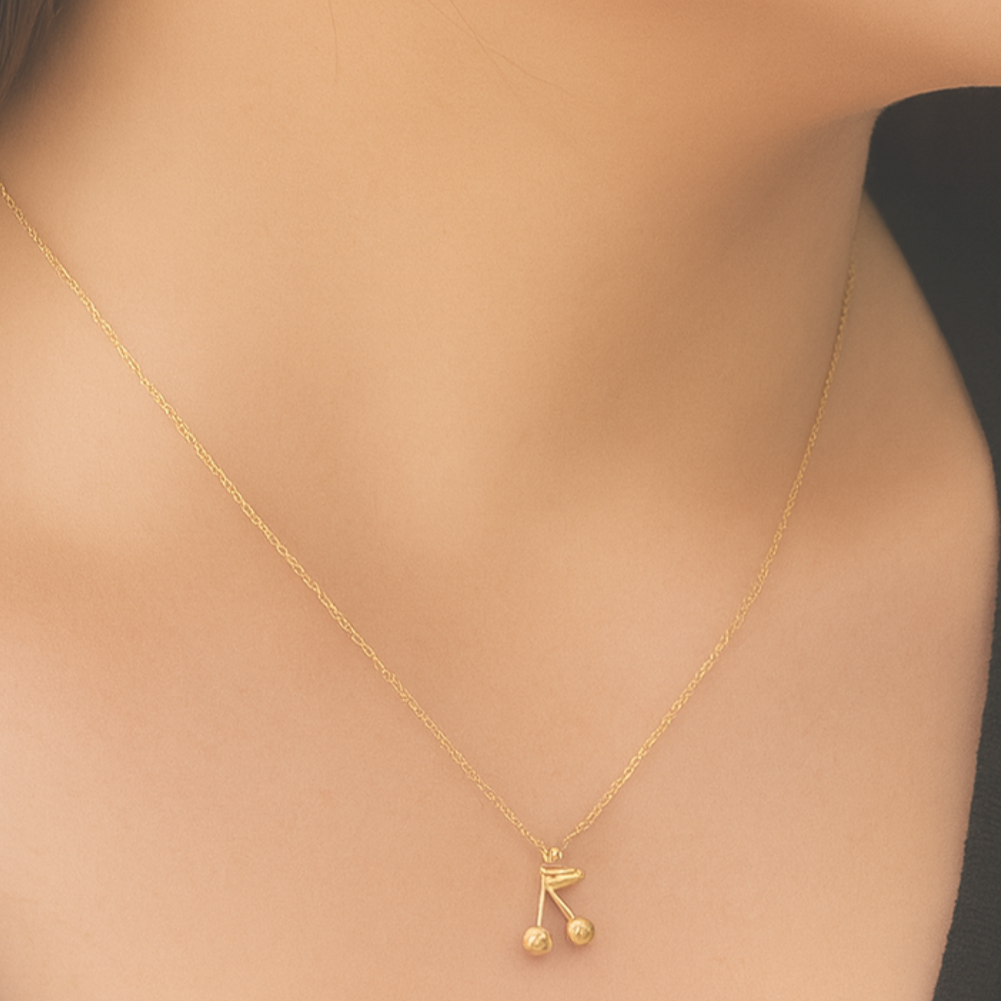 Gold Plated Cherries Necklace with Custom Greeting Card