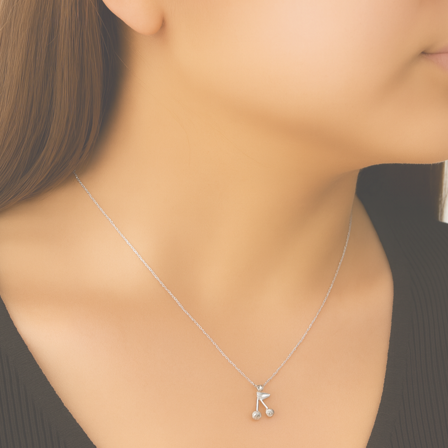 Gold Plated Cherries Necklace with Custom Greeting Card