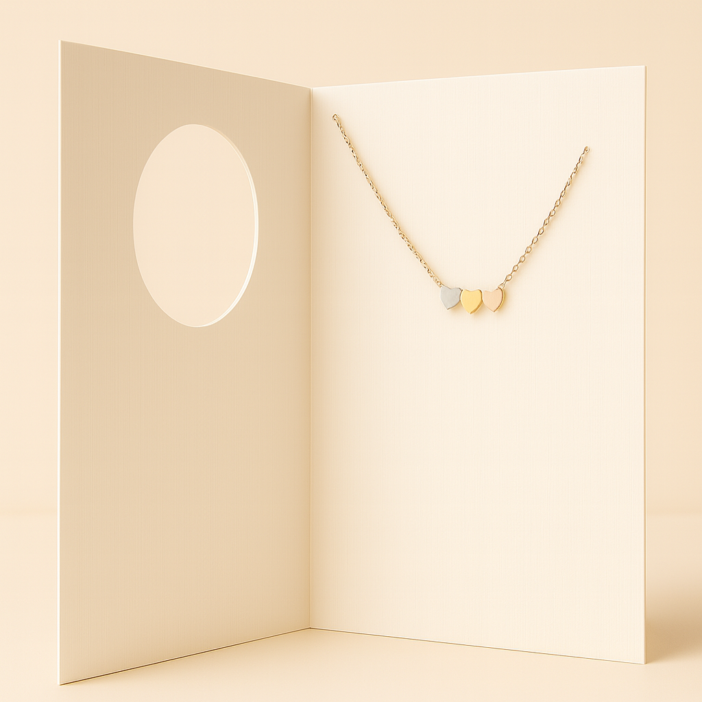 3 Hearts Dainty Necklace Gold, Rose Gold & Silver Hearts Gift